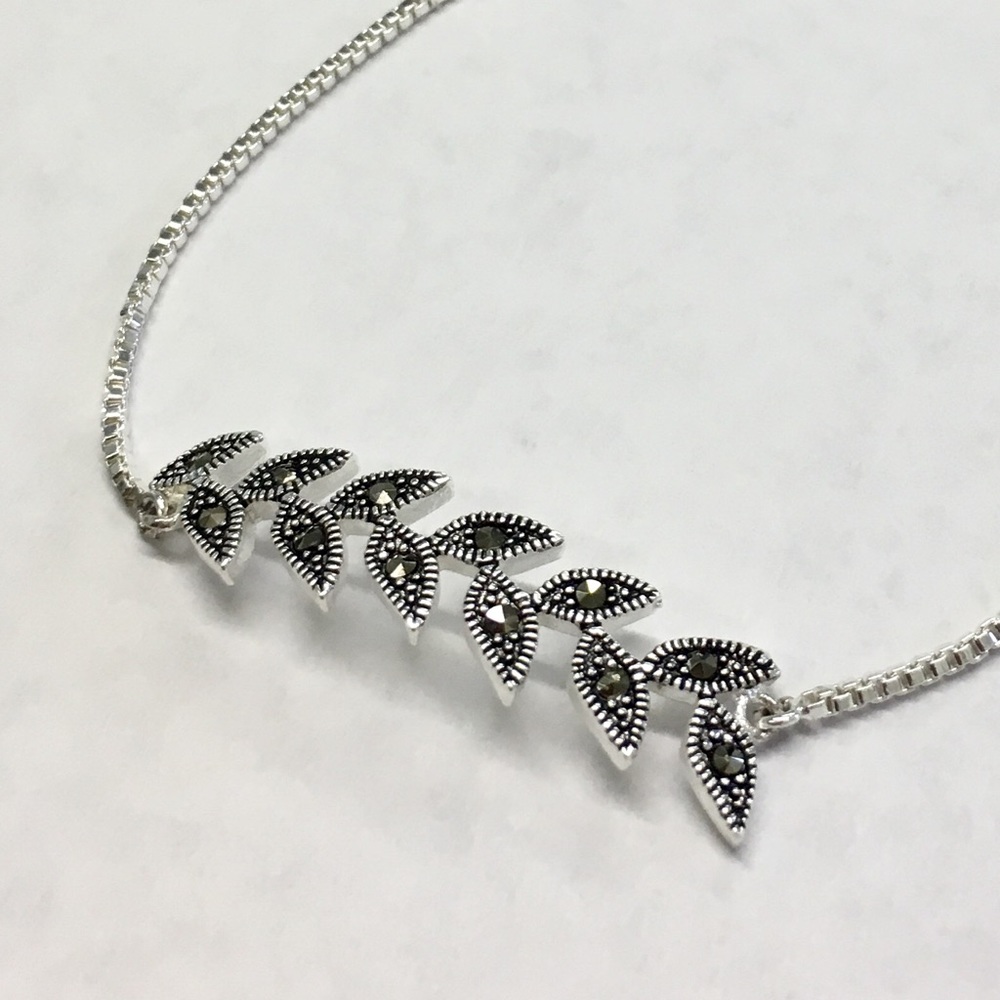 Silver Swarovski Marcasite Bolo Bracelet